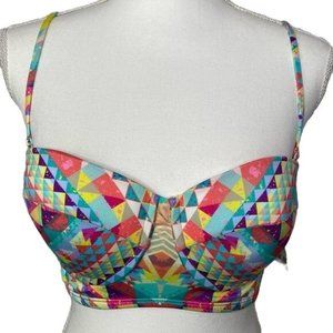 bar 111 ladies bikini top, southwestern pattern, turquoise, coral multi NWT